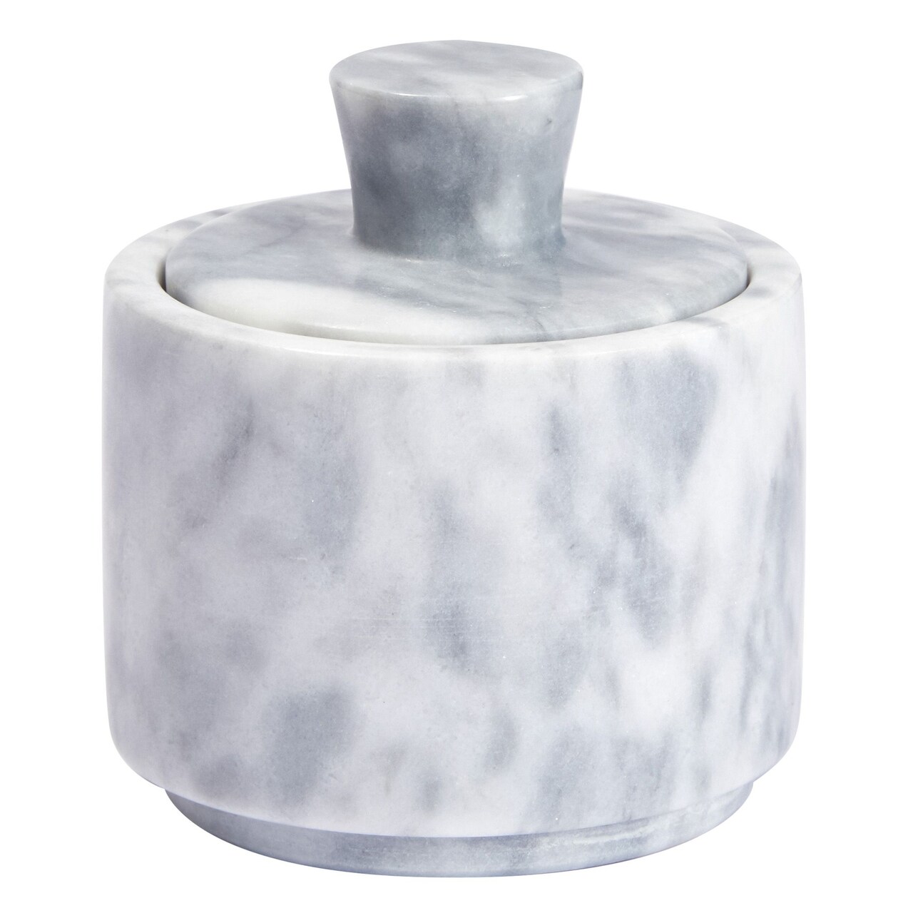White Marble Salt Cellar with Lid for Seasonings, Spices, Kitchen Counter and Tabletop (3 x 3.3 In)